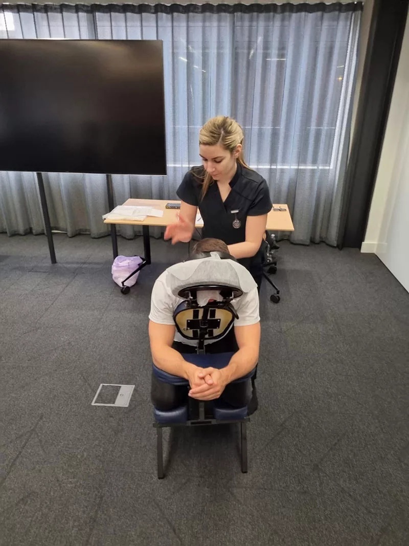 Corporate massage session in progress